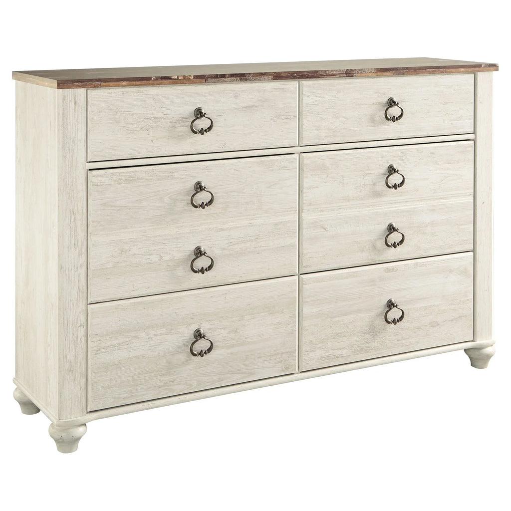 6 Drawer Whitewash Double Dresser D94653
