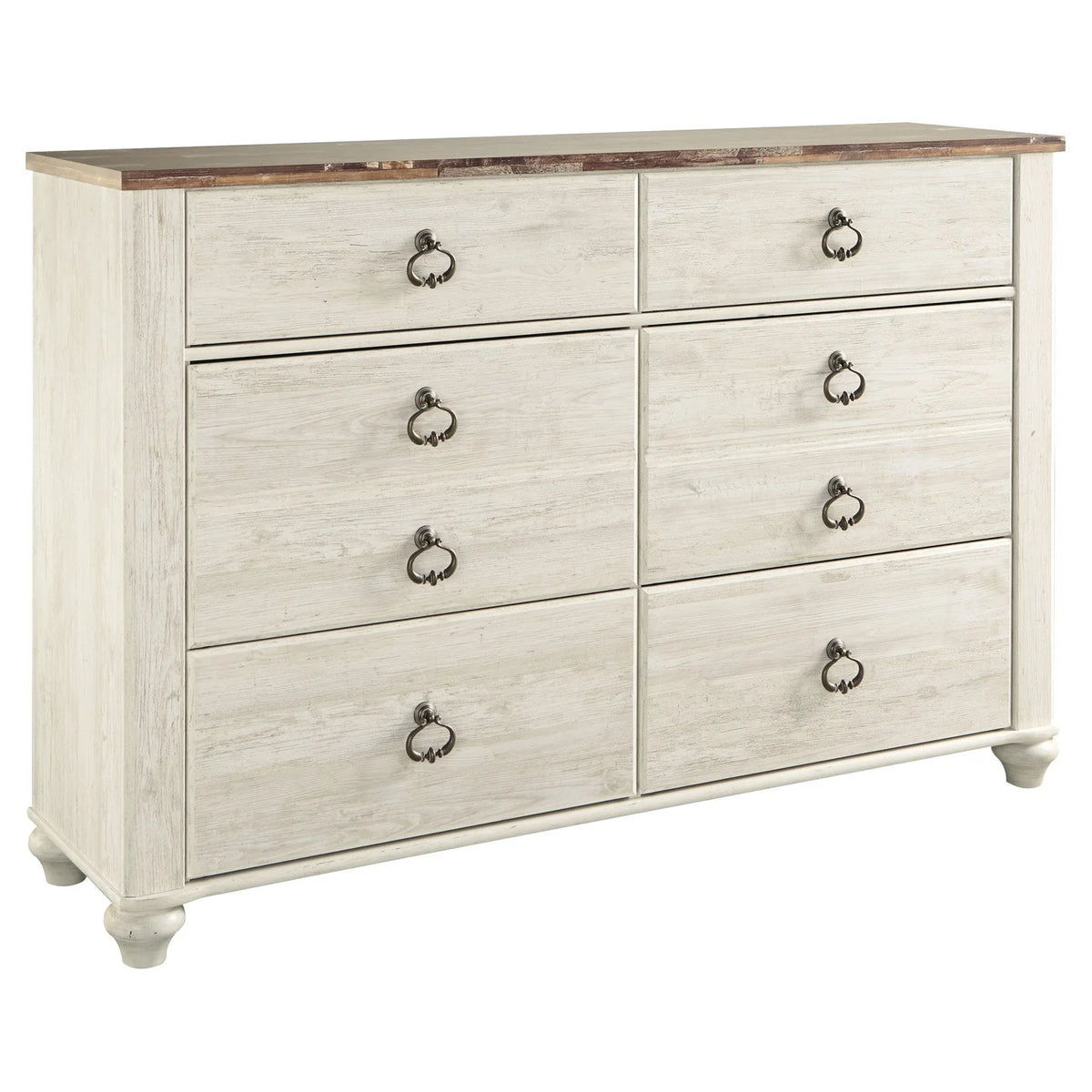 6 Drawer Whitewash Double Dresser D94653