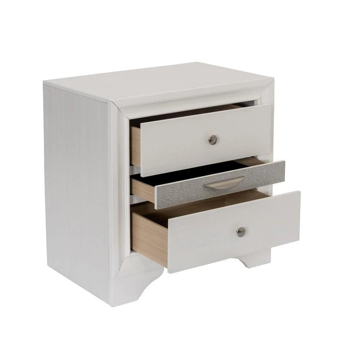 White 3 Piece Eastern King Platform Bed Bedroom Set R446289