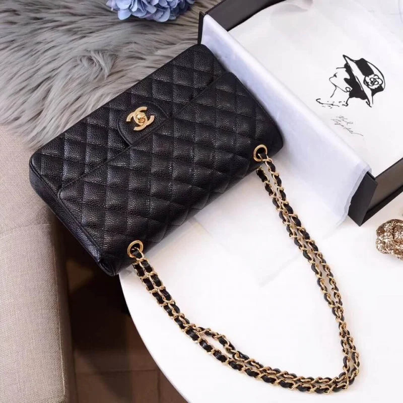 Black Caviar Calfskin Flap Bag X446