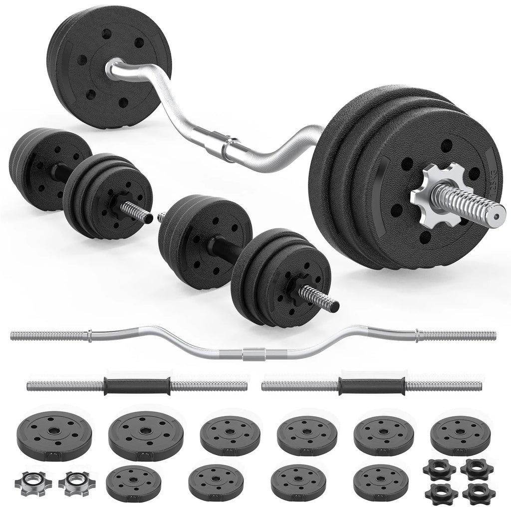 66LB 2 in 1 Adjustable Dumbbell Set with Connecting Rod Black B92013