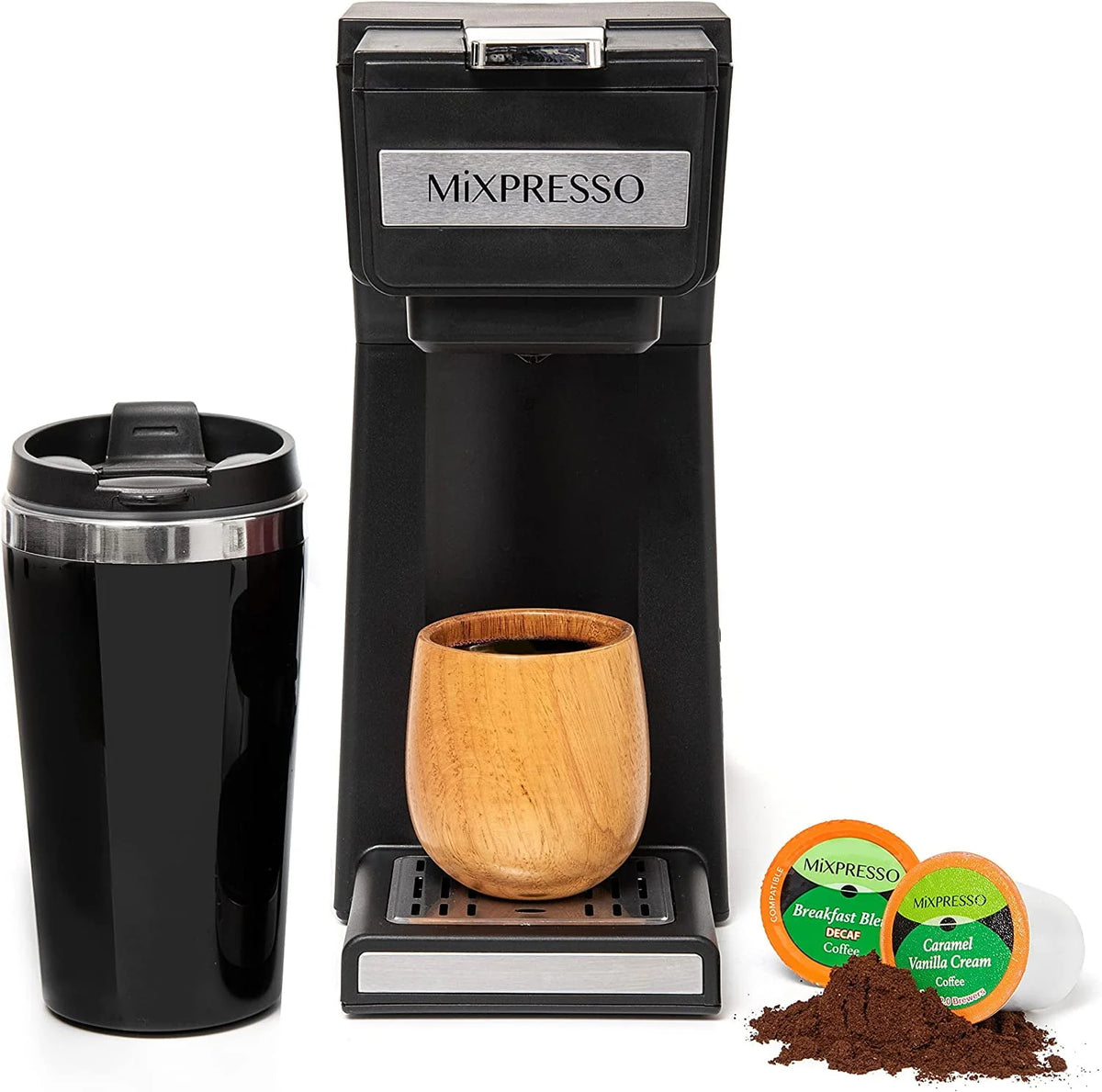 Single Serve Coffee Maker with 14oz Travel Mug D474