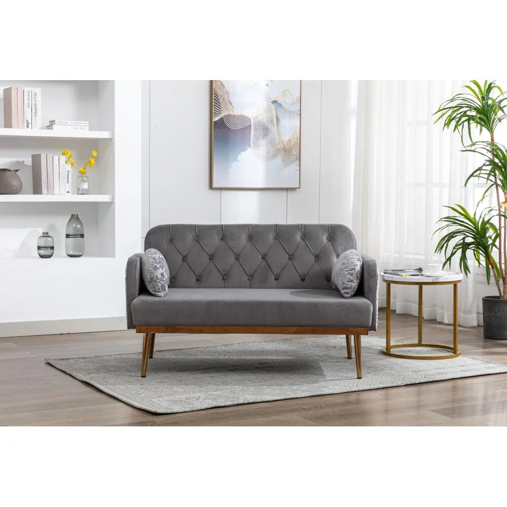 Grey Velvet Accent Sofa D3584