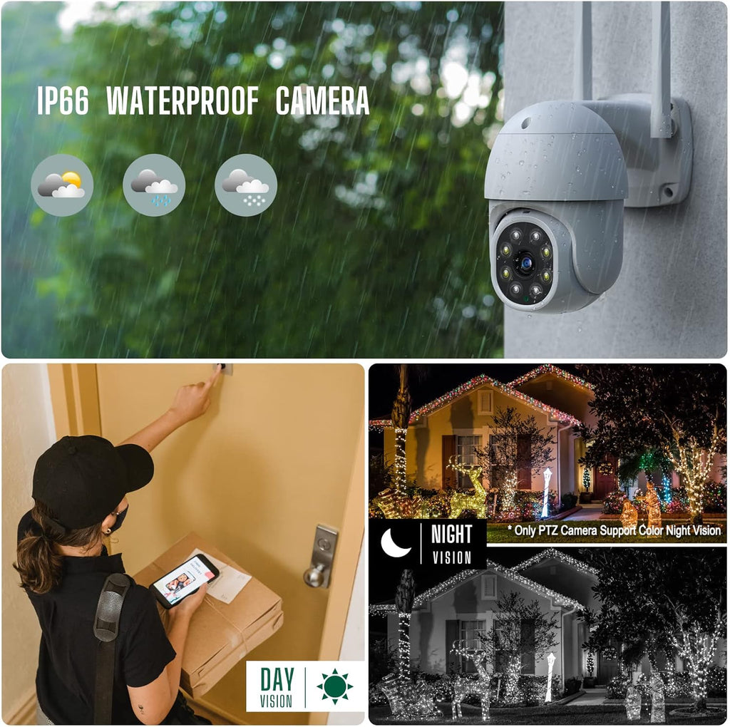 8 Channel 2X IP Cameras 2X PTZ Cameras 1TB HDD Wireless Outdoor Security Camera System R404