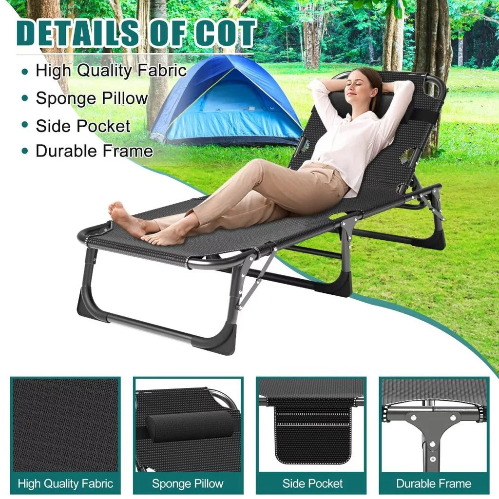 Adjustable Folding Patio Chaise Lounge Chair with Mattress C231