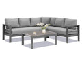 Grey Aluminum Corner Sectional Sofa with Dark Grey Cushions Y676761