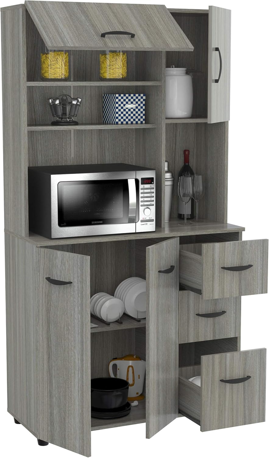 Smoke Oak Microwave Storage Cabinet D624589