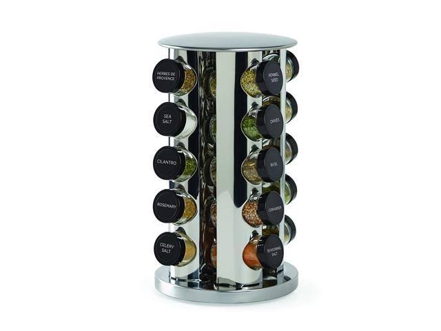 Silver Revolving 20-Jar Countertop Rack Tower Organizer R66486