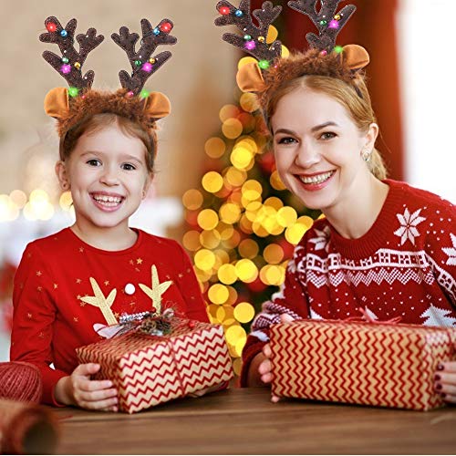 LED Reindeer Antlers Headband with Bells J8341