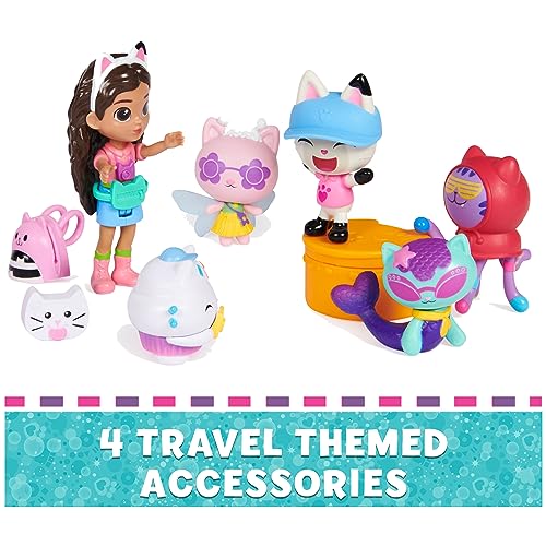 Travel Themed Figure Set with Gabby Doll, 5 Cat Toy Figures, Surprise Toys & Dollhouse Accessories D8930
