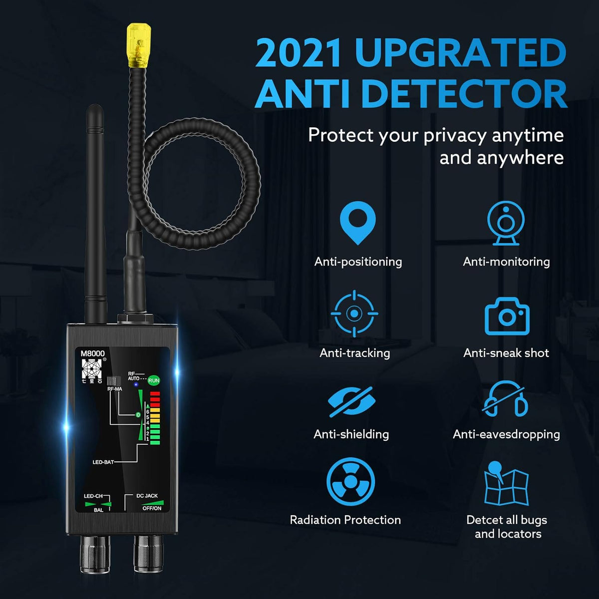 RF Signal Detector Bug Detector Anti Tracking Camera Detector Finder U8708
