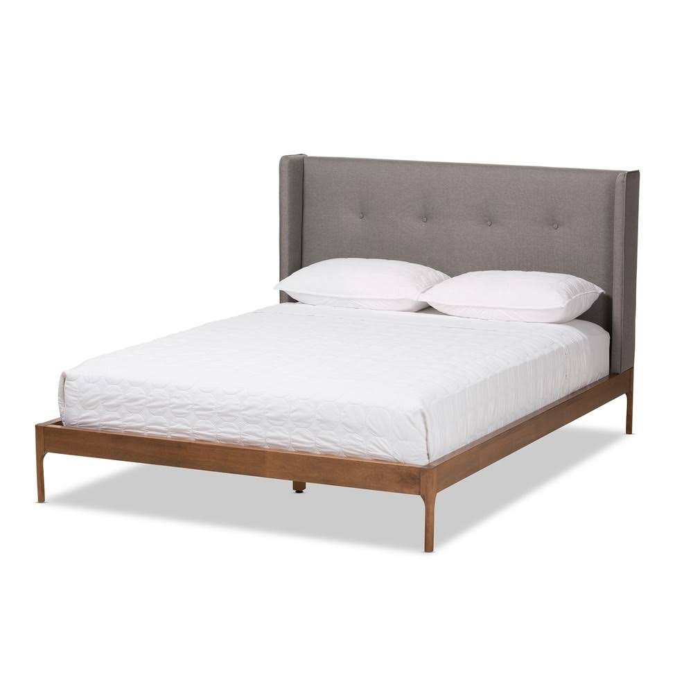 King Grey Fabric Platform Bed U843