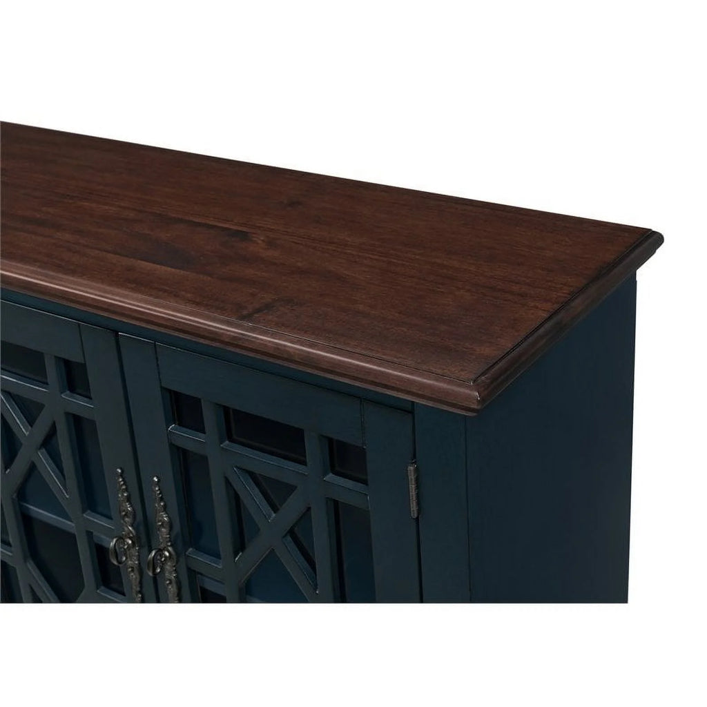 63" TV Stand Catalina Blue with Walnut Top S1474