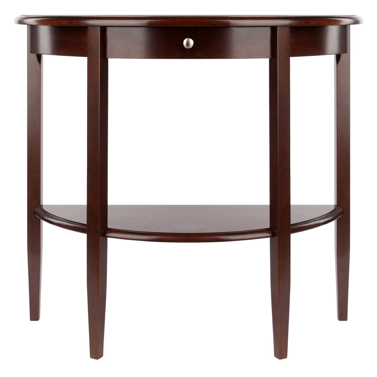 Walnut Half Moon Console Table with Drawer and Shelf N157063
