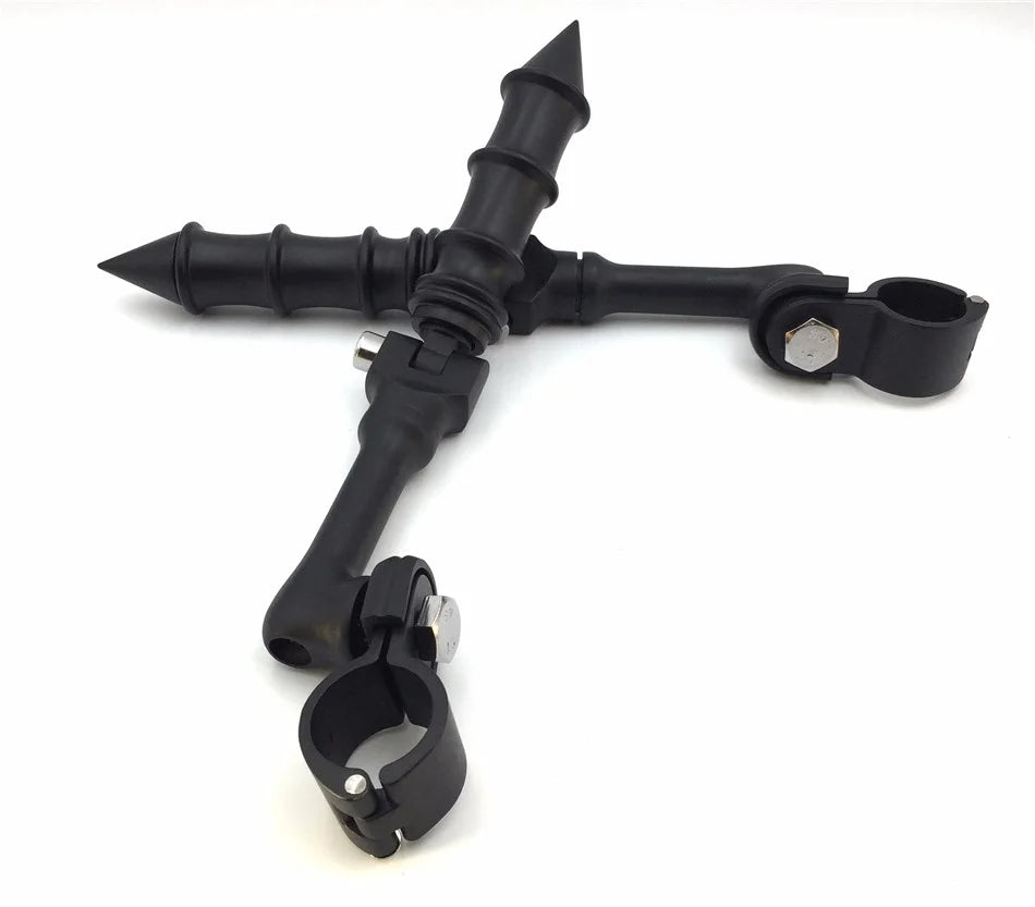 Black Angled Peg Mounting Kit with Foot Peg for 1-1/4 inch Front Engine Guard Frame Tube X24602