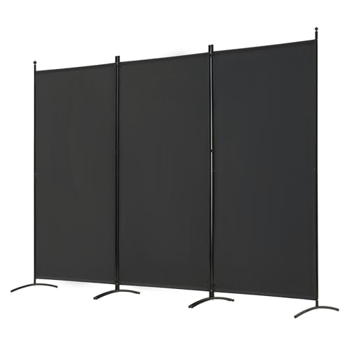 3 Panel Folding Fabric Room Divider, 102" W x 71" H (Black) S947799