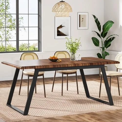 63-Inch Wood Dining Table with Metal Legs T728