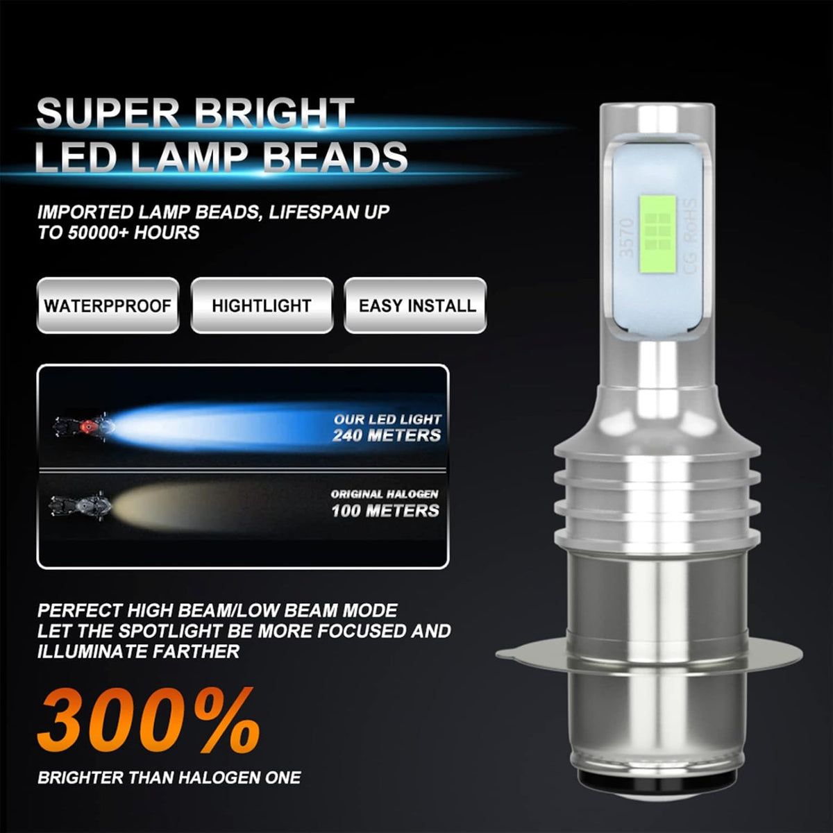 H6 H6M P15D BA20 LED Headlight Bulbs Combo Kit, Pack of 4 Pack of 2 W737433