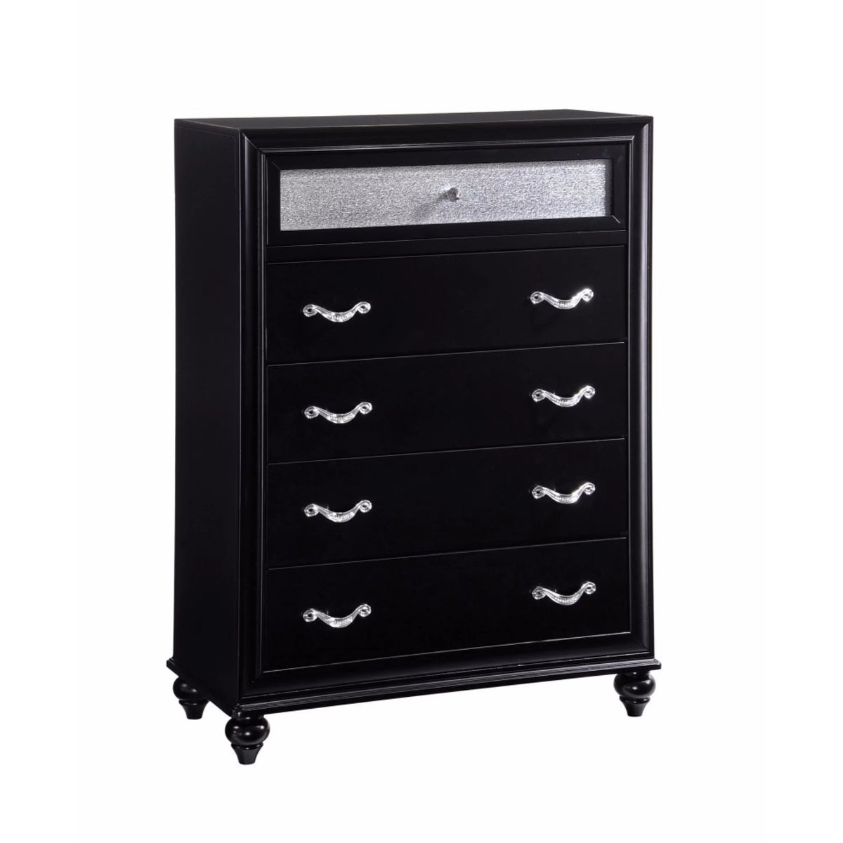 Black 5 Drawer Wooden Chest F111