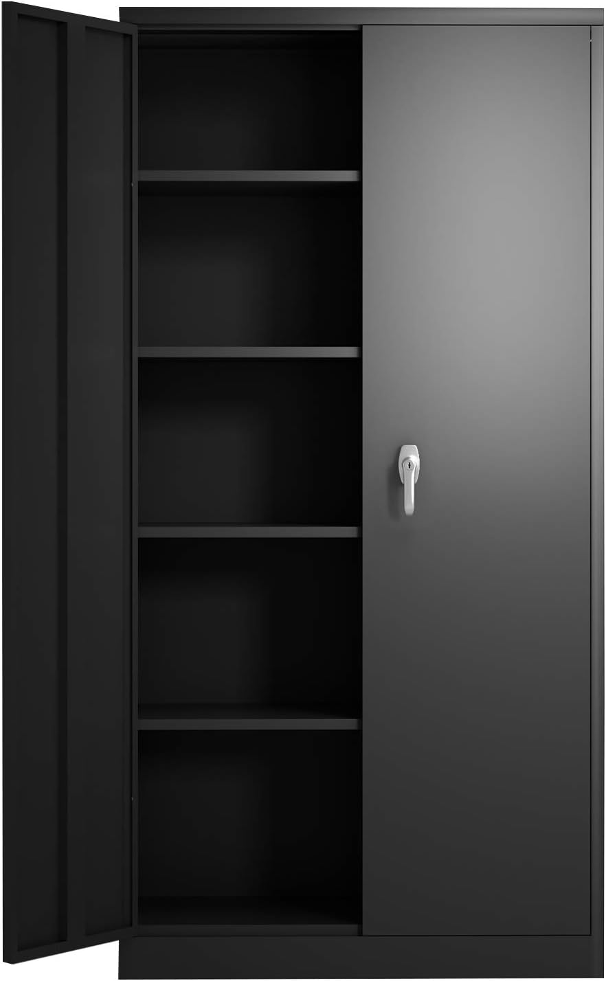 Large Space Steel Storage Cabinet with 4 Adjustable Shelves and Lock 2 Doors K30210