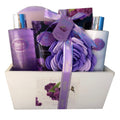 Lavender Bath and Body Set with Shower Gel, Body Lotion, Hand Lotion, Bath Salt, Flower Sponge and EVA Sponge N89904