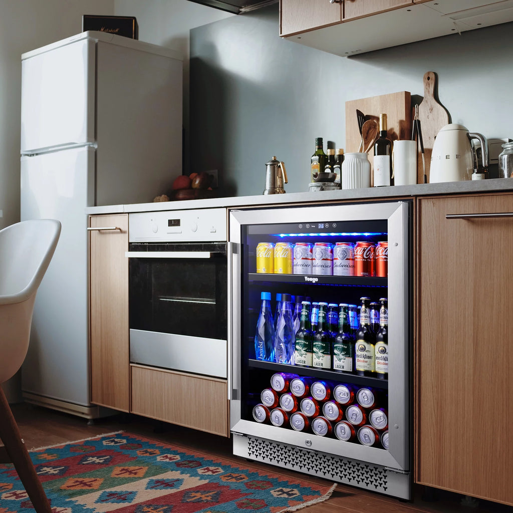 24 Can Beverage Refrigerator Cooler with Reversible Door J311