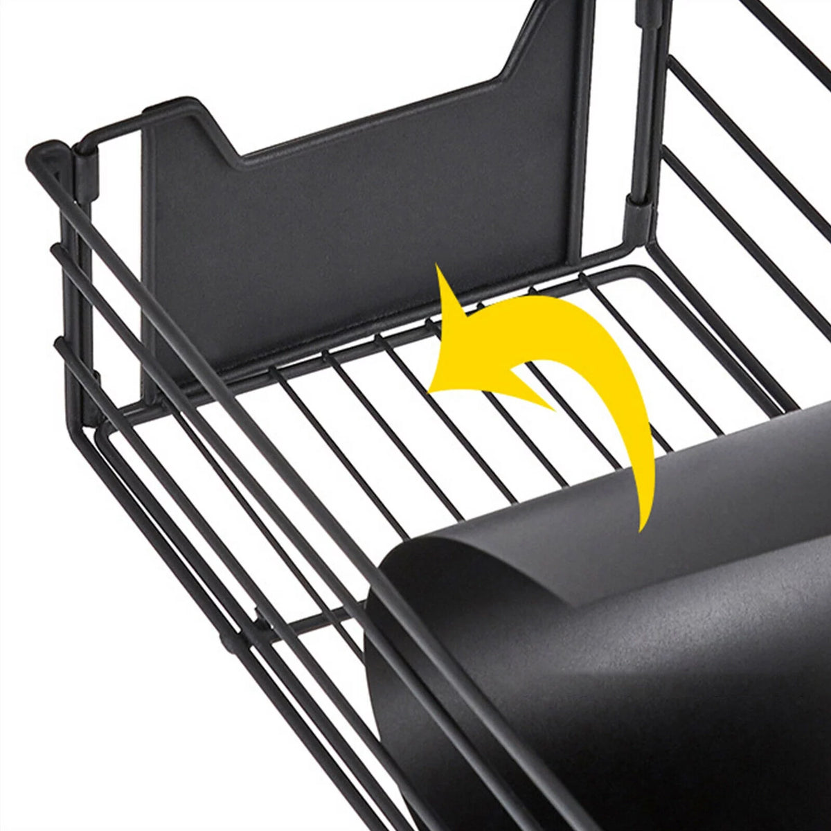 Black Kitchen Storage Rack with Push-Pull Drawer W56671