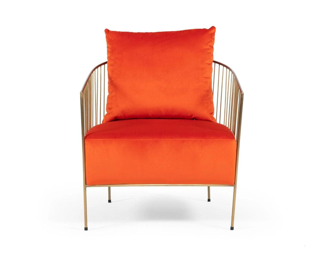 Orange Velvet Accent Chair Set 2P A523