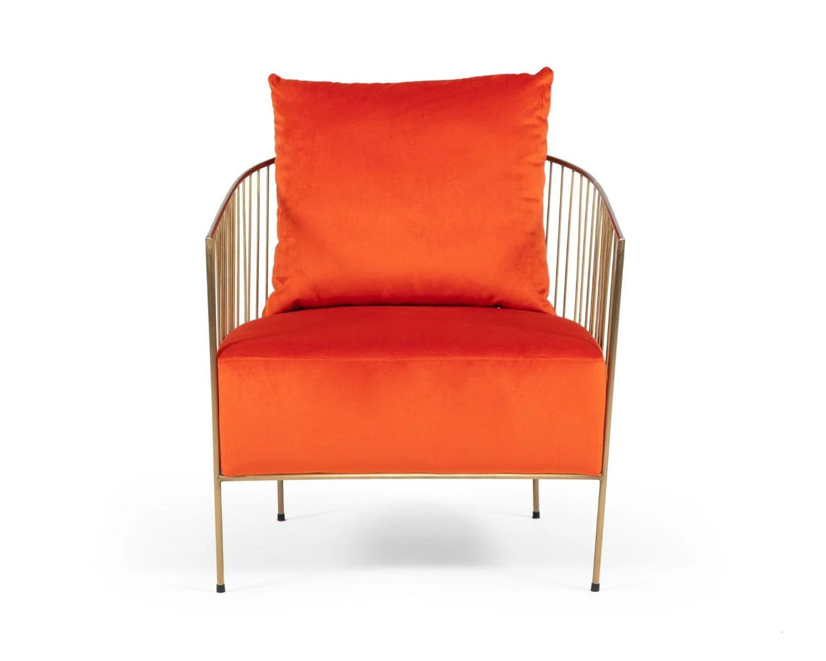 Orange Velvet Accent Chair Set 2P A523