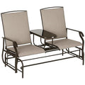 Beige Outdoor Glider Bench with Center Table H8041