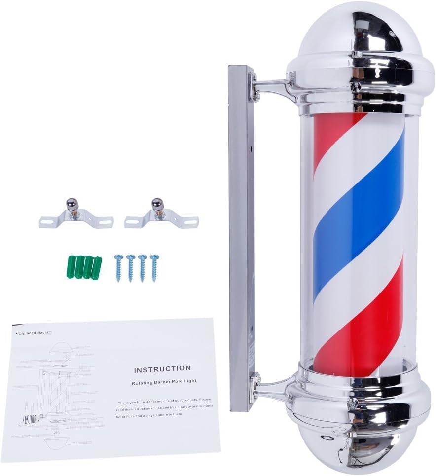 2 Packs 28'' LED Barber Pole Light, Red White Blue LED Strips Y32946