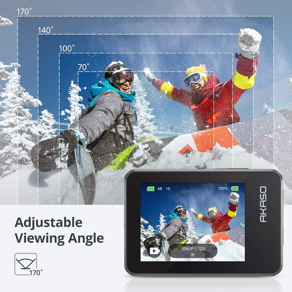 4K30FPS 20MP WiFi Action Camera with Touch Screen IPX8 Waterproof Camera EIS 2.0 External Mic with 2X 1350mAh Batteries J39673