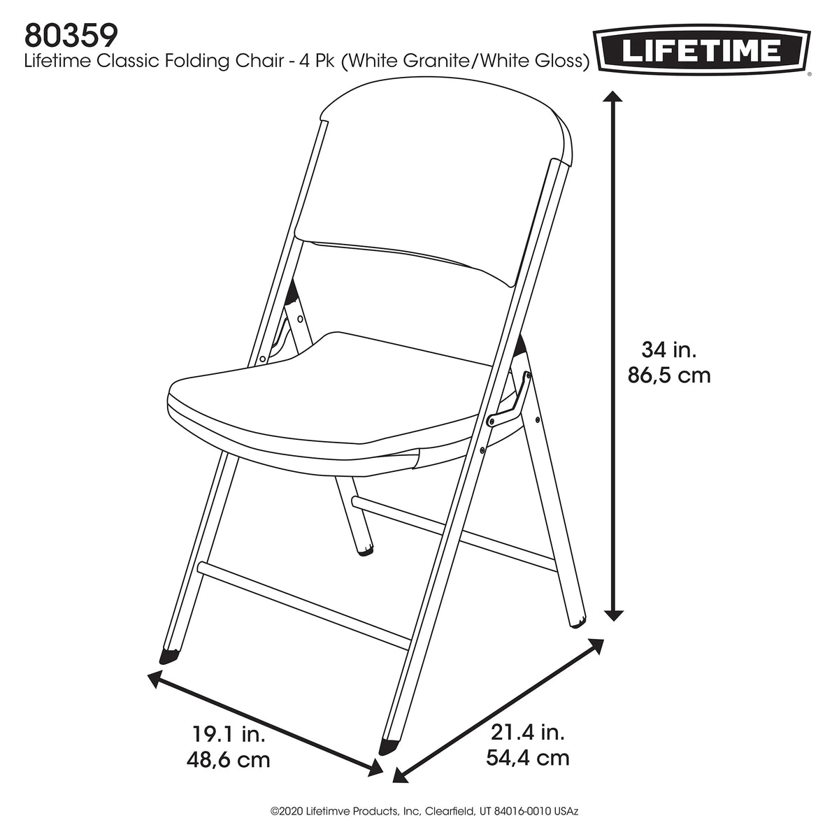 White Folding Chair Set of 4 T610774