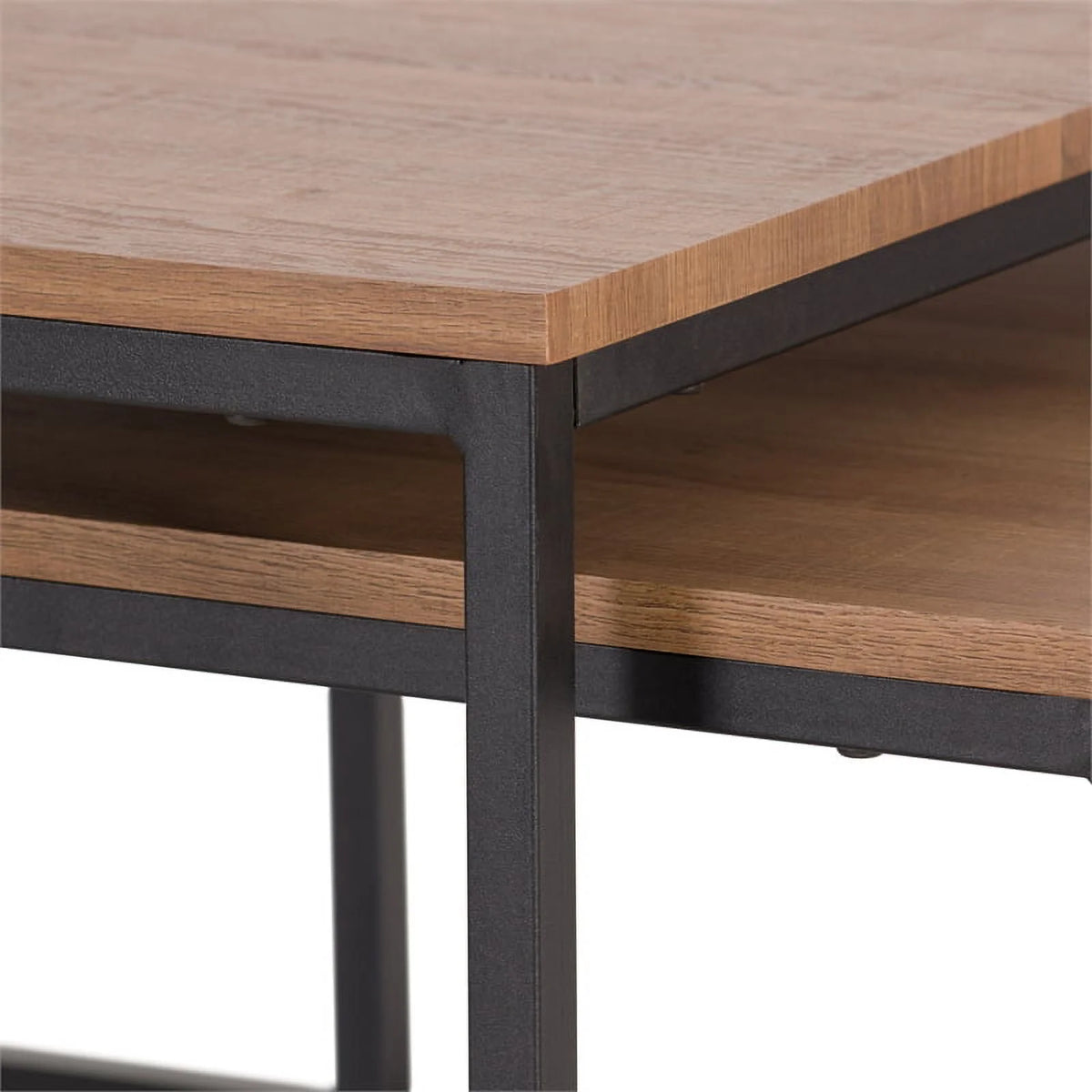 Brown Wood & Metal Nesting Coffee Tables I56097