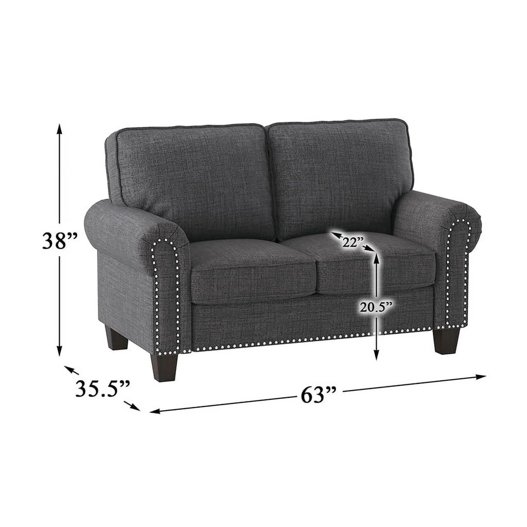 Dark Gray Microfiber Loveseat S677954
