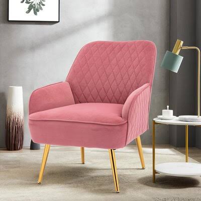 Dark Green Velvet Accent Chair with Gold Leg O78853