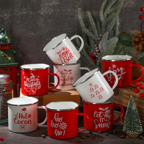 12 Pcs Christmas Enamel Coffee Mugs 12 oz R39886