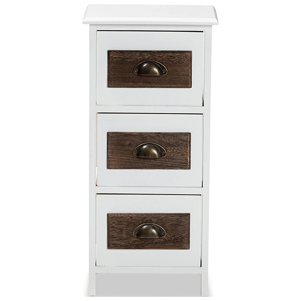 White Walnut Brown Wood 3 Drawer Storage Unit C6860