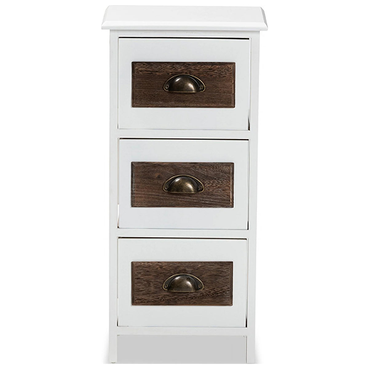 White Walnut Brown Wood 3 Drawer Storage Unit C6860