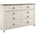 6 Drawer Whitewash Double Dresser D94653