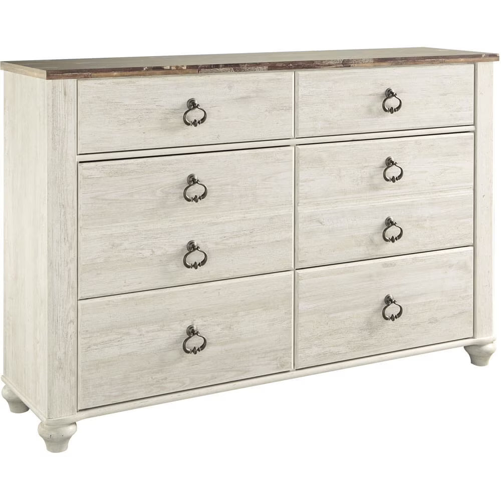 6 Drawer Whitewash Double Dresser D94653