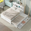 White Full Size Wood Platform Bed with Trundle and 3 Drawers N226570