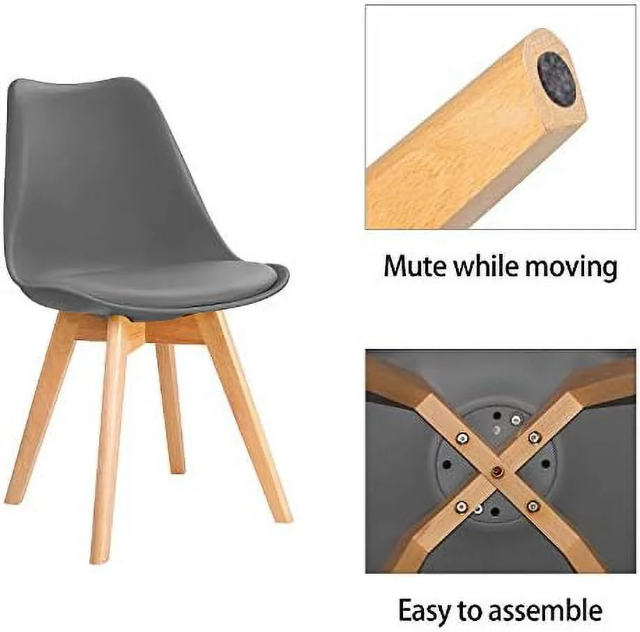 Upholstered Side Dining Chairs with Wood Leg and Soft Padded Cushion D1932