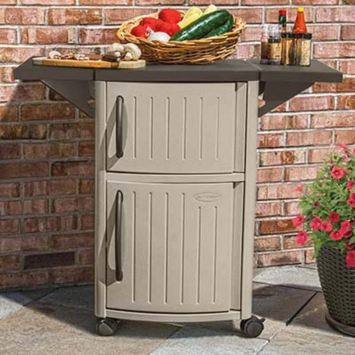 Portable Outdoor Patio Serving Station Table & Cabinet 2 Pack K185