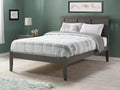 Grey Full Solid Wood Platform Bed with Panel Headboard P21072