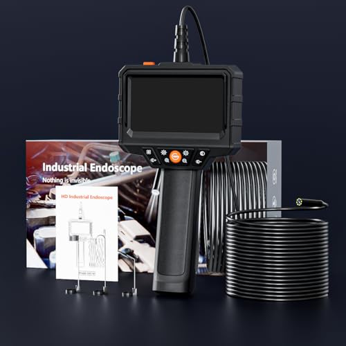 Handheld Borescope 4.3'' HD 1080P Endoscope with 50ft Semi-Rigid Cable X9919