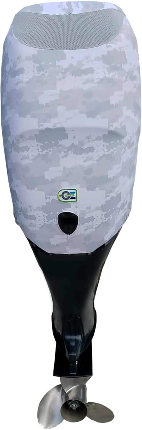 Grey Digital Camo Outboard Motor Cover T7514