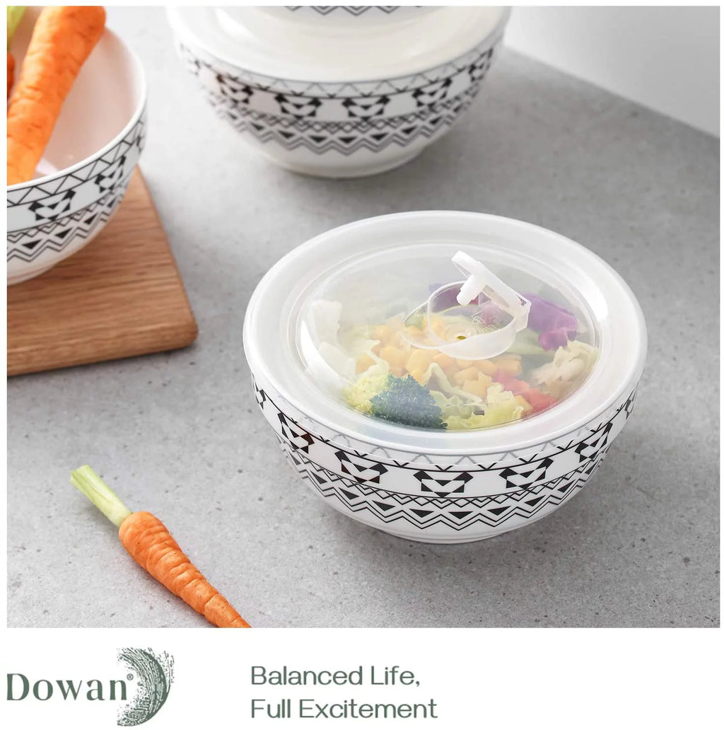 4 Pack 22 oz Porcelain Ceramic Bowls with Lid X49944