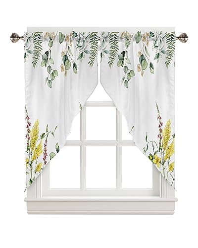 36"x45" Floral Valances Window Curtains 2 Panel Sets H4607