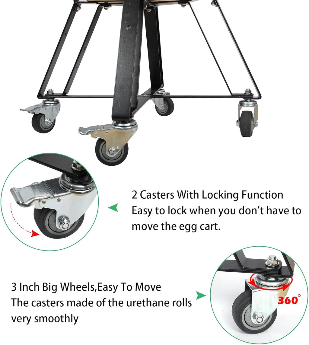 Rolling Cart for Big Green Egg with Locking Caster Wheels R981017